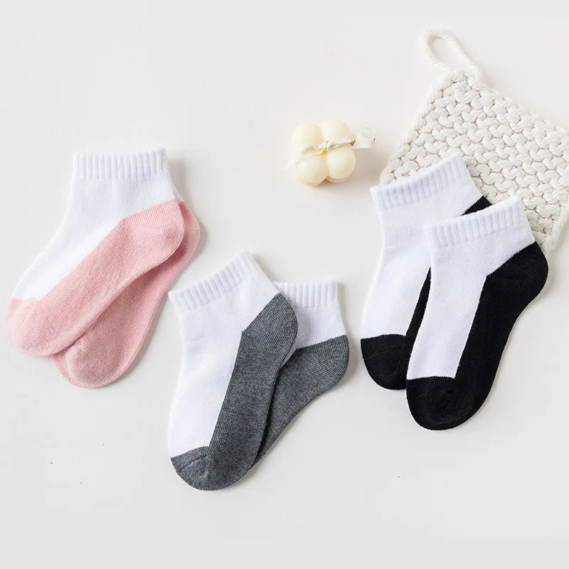 5 Pairs/Lot 2023 New Summer Children Socks Cotton Kids Fashion Black White Gray For 1-12 Years Teen Student Baby Girl Boy Socks Quick Pick Grocers