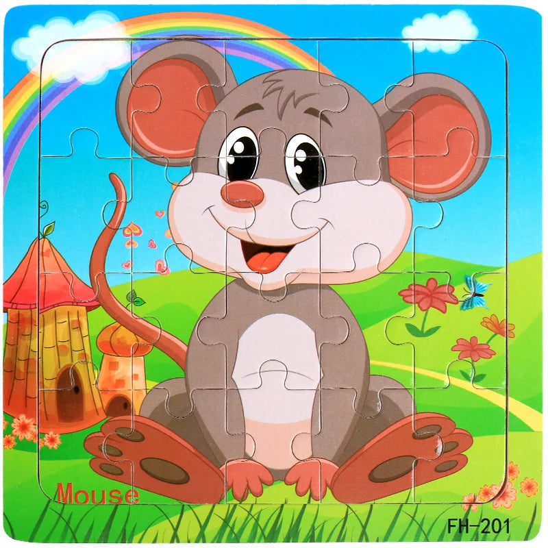 New 20 Piece Wooden 3d Puzzle Cartoon Animal Vehicle Jigsaw Puzzle Montessori Educational Toys For Kids 3-6 Years Old Quick Pick Grocers