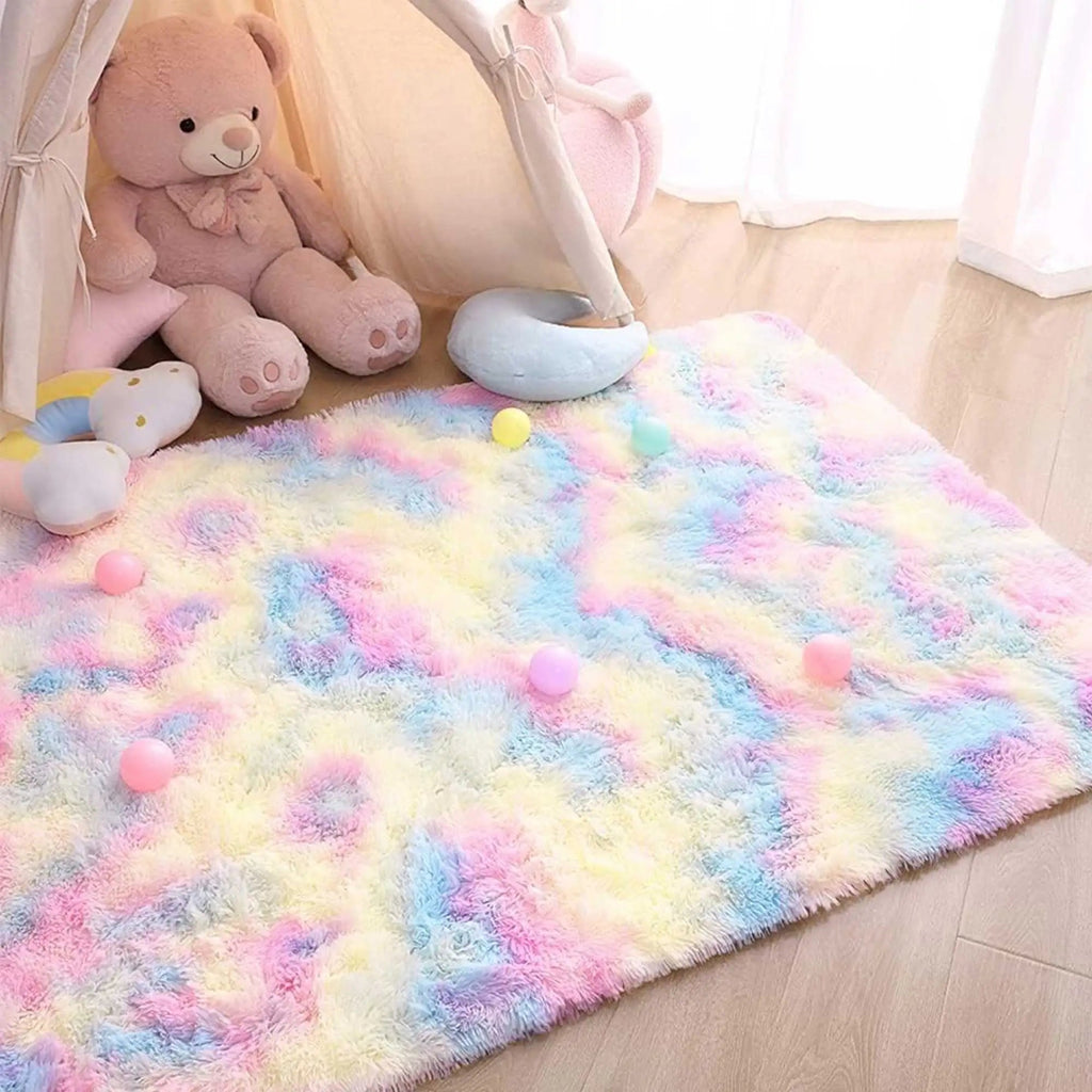 Kids Carpet Girl Rainbow Colors Carpets For Living Room Large Push Soft Bedroom Rugs Bedside Children's Room Floor Cute Mats Quick Pick Grocers