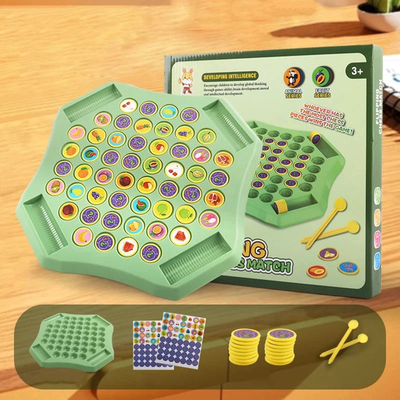 Animal Flip Chess Fun Memory Game Board Games Parent-Child Interactive Family Party Board Games Children Adult Social Table Game Econic Blanks