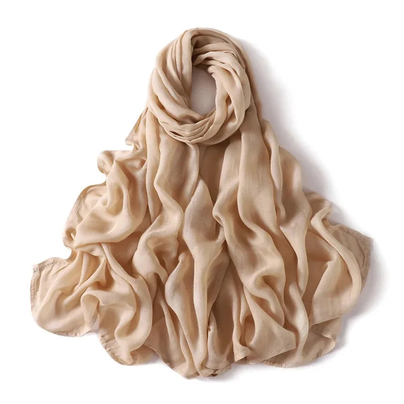 Women Big Size Plain Solid Cotton Rayon Hijab Scarf Lady High Quality Wraps and Shawls Musulman Headband Islamic Turban 180*95Cm Econic Blanks