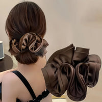 Korean Big Hair Tie Ribbon Scrunchies Satin Elastic Hair Band Bow Women Simple Temperament New Style  Ponytail Hair Accessories Quick Pick Grocers