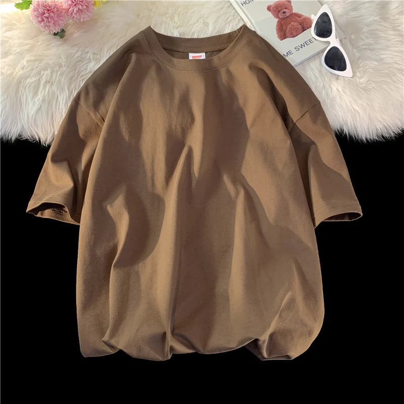 Oversized Summer Short Sleeve Men's T Shirt New Fashion Solid Loose O-Neck T Shirts Mens Cotton Hip Hop Streetwear Top Tees 5XL Quick Pick Grocers