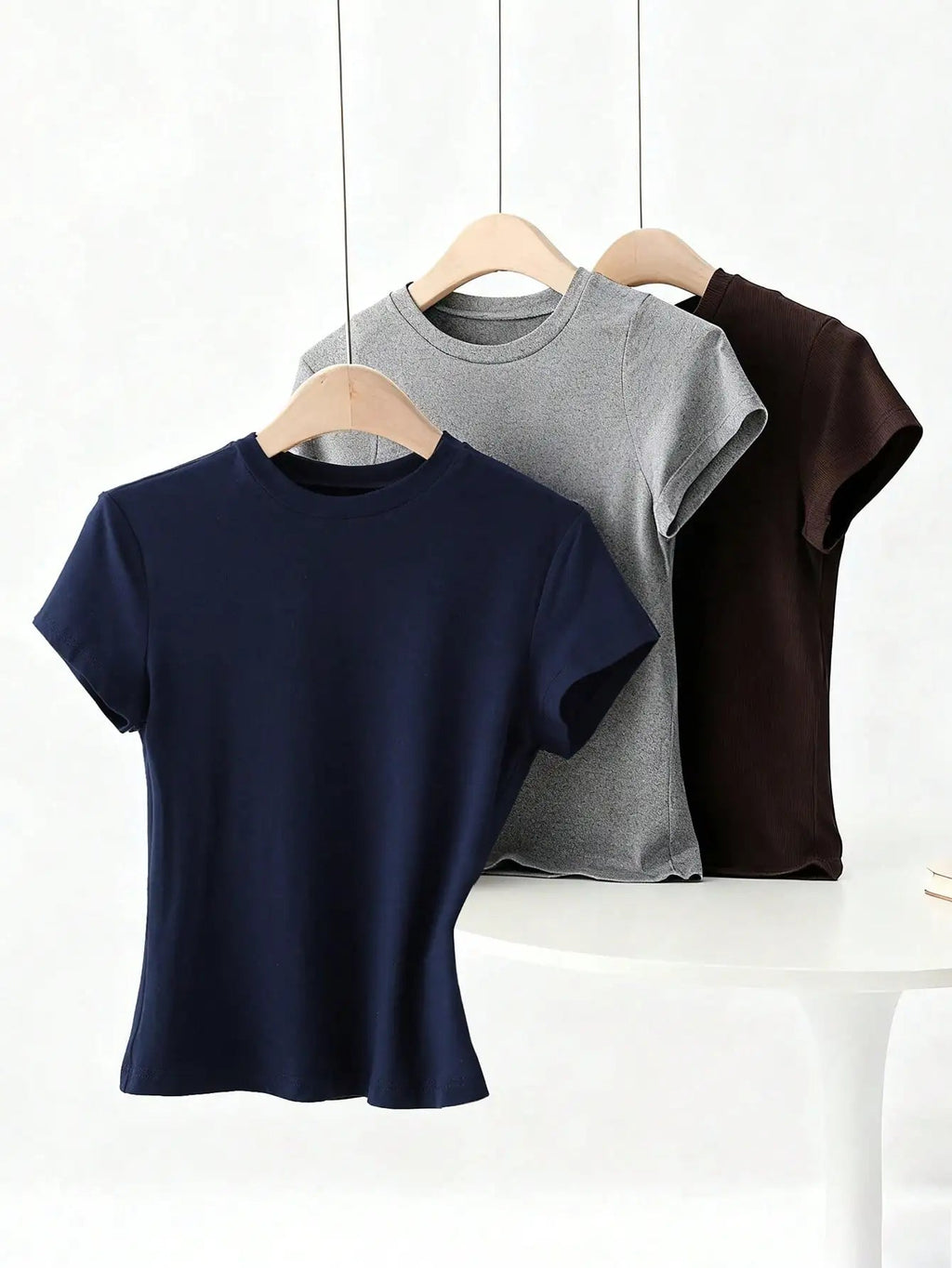 Women's Solid Color Short Sleeve T-Shirt, Minimalist Basic Top for Summer Quick Pick Grocers