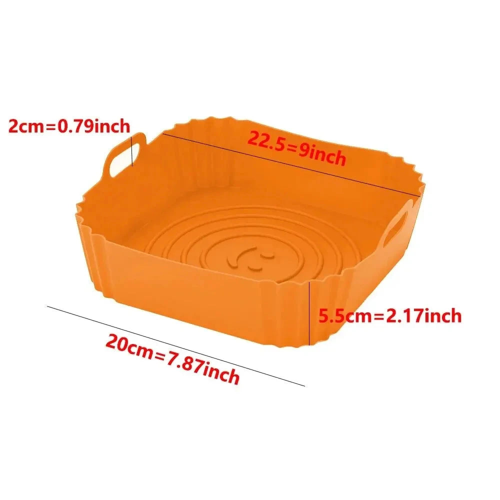 1PC Reusable Airfryer Pan Liner Accessories Silicone Air Fryers Oven Baking Tray Pizza Fried Chicken Airfryer Silicone Basket Econic Blanks