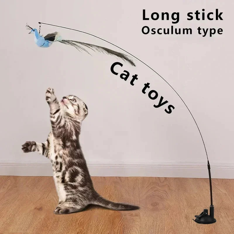Simulation Bird Cat Toys Funny Interactive Peacock with Bell Cat Stick Toy for Kitten Playing Teaser Wand Toys Pet Cats Supplies Quick Pick Grocers