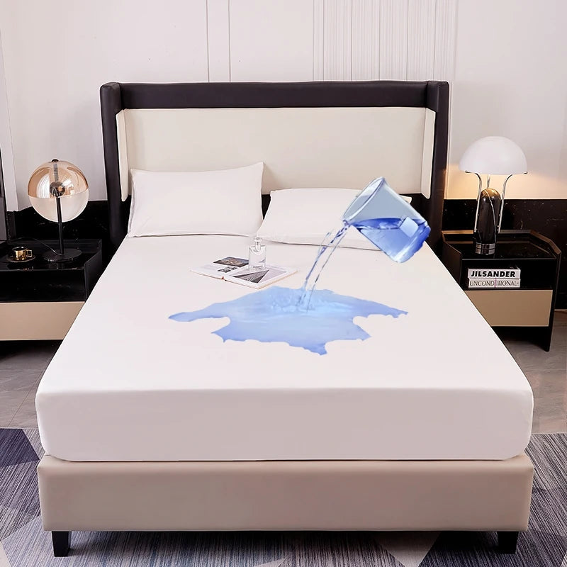 Kuup Safe Waterproof Mattress Protector, Soft Comfortable Breathable Solid Color Bedding Mattress Cover Fitted, No Pillowcases Quick Pick Grocers