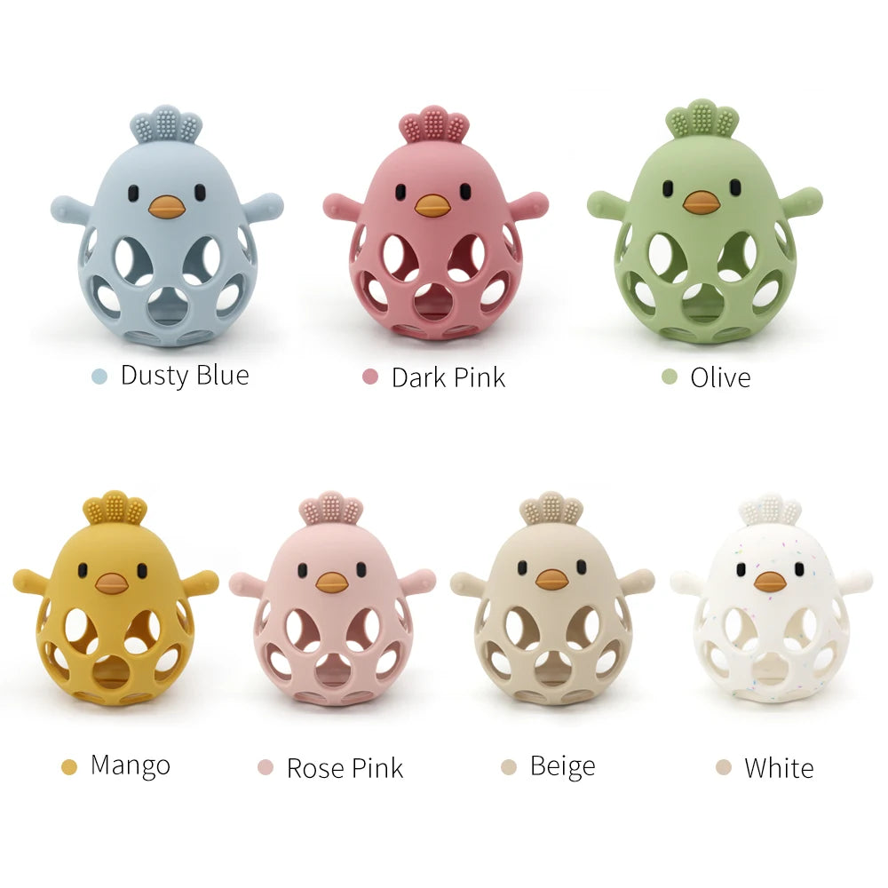 1PC Baby Silicone Teether Toys Cartoon Chick Shape Baby Toys Hollow Out Baby Care Equipment Chewing Training Baby Products Quick Pick Grocers