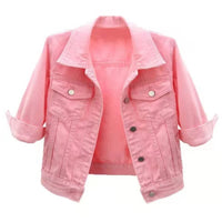 Women Denim Jacket Spring Autumn Short Coat Pink Jean Jackets Casual Tops Purple Yellow Purple Blue Loose Tops Lady Outerwear Quick Pick Grocers