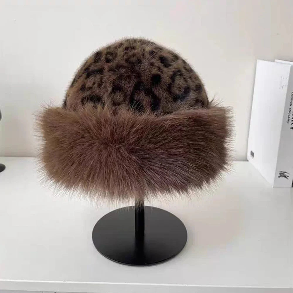 New Fluffy Fur Women's Winter Hat Winter Snow Ski Cap Female Faux Fur Thick Warm Windproof Hat Russian Hat Mink Fisherman's Hat Purest Peak