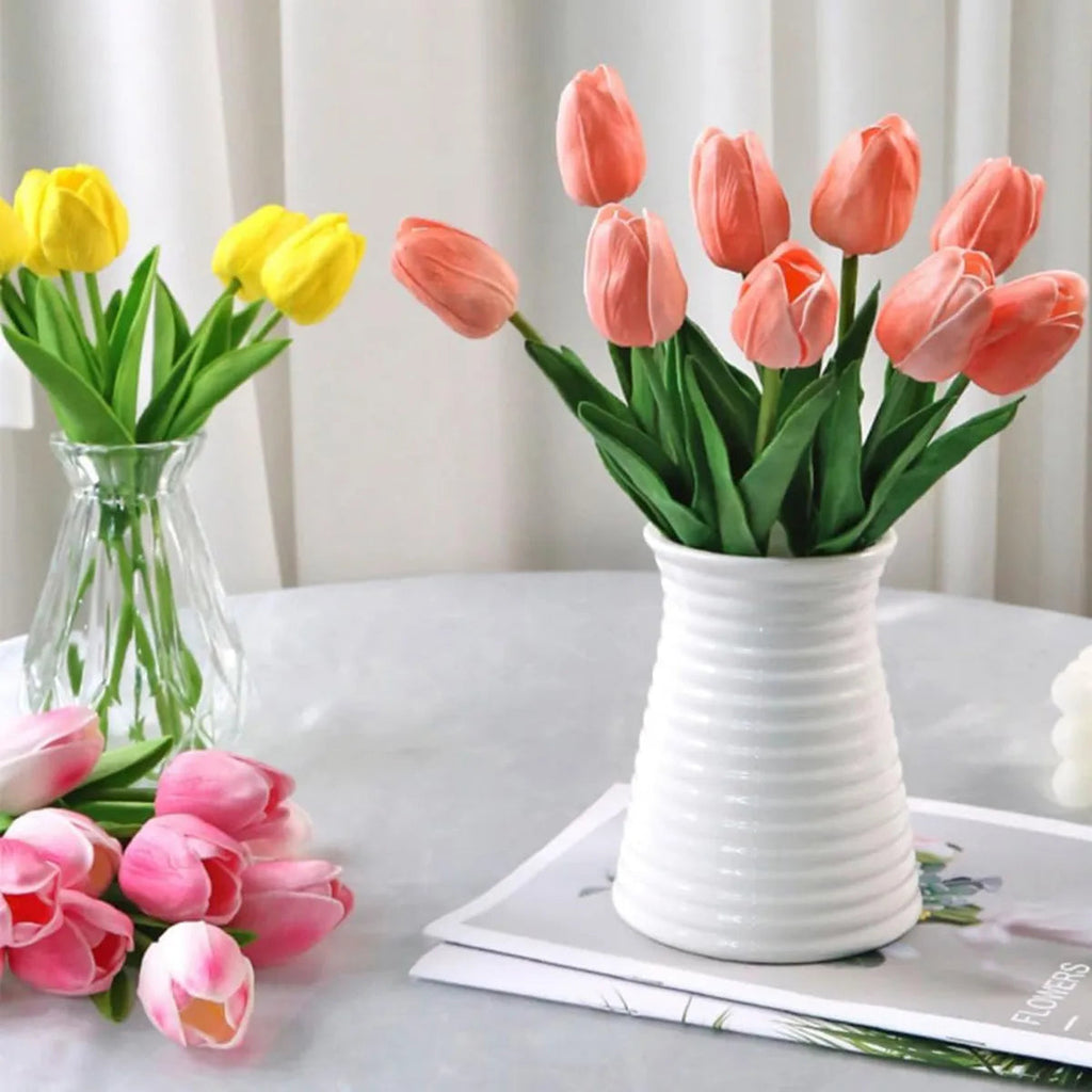 10Pcs Artificial Flower Realistic Touch Tulip Scrapbooking Vase Home Decor Wedding Garden Arch Garland  Mother's Day Bouquet diy Quick Pick Grocers