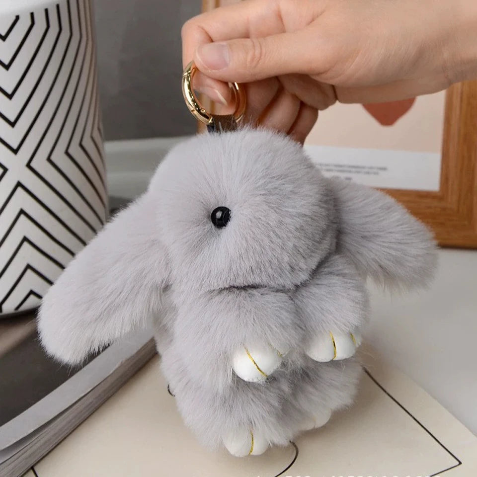 ZAKOL 15cm Fluffy Rabbit Fur Pompon Bunny Keychain Soft Cute Rabbit Toy Key Chain Bag Decoration Accessories Gift for Girls Quick Pick Grocers