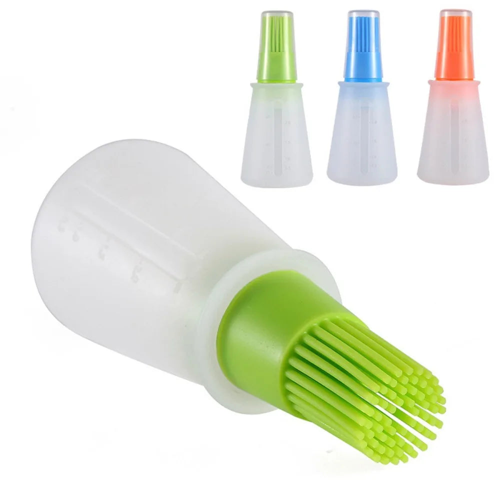 LeMeenQ Silicone Oil Cruet Oil Brush With Bottle Brush, Portable Oil Brushes Liquid Oil Pastry Kitchen Baking Tool, for BBQ Quick Pick Grocers