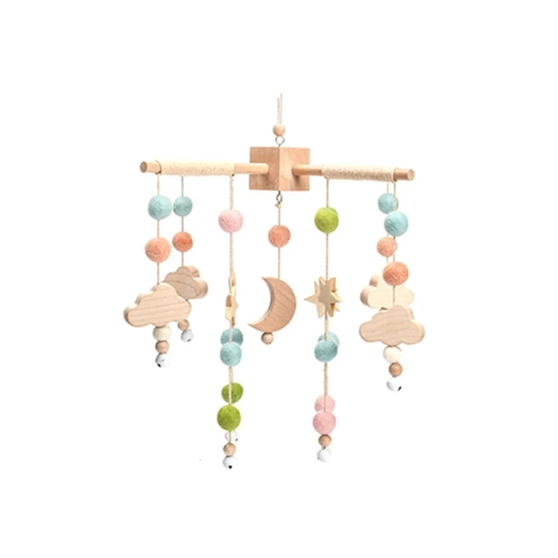 Baby Rattle Toy Bed Bell Bracket Wooden Mobile 0-12 Months Newborn Crochet Bed Bell Hanging Toys Holder Bracket Infant Crib Gift Purest Peak