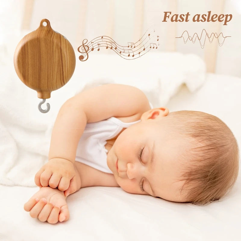 Revolving Music Box For Newborns Baby Crib Imitation Wood Color Hanging Rattle Baby Soothing Musical Toys 0-12 Months Baby Gift Purest Peak