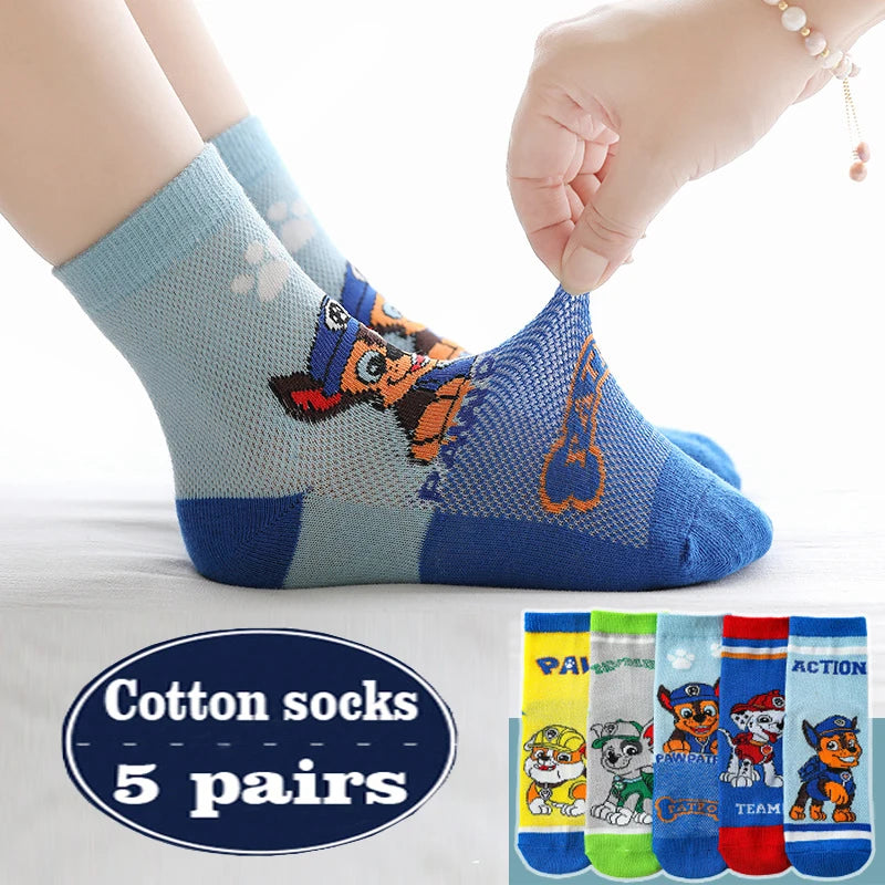 5 Pairs Paw Patrol Kids Socks Cotton Boys Cute Cartoon Socks for Children Baby Casual Socks Spring and Summer Boys Socks Quick Pick Grocers
