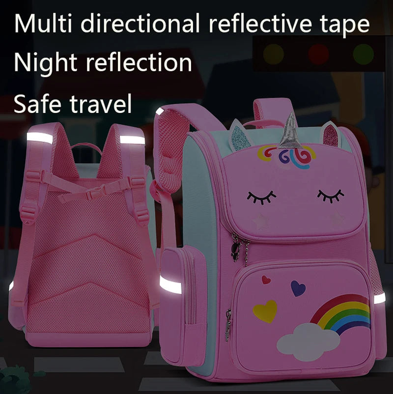 Kid Backpack for Girl Unicorn Children Bookbag Rainbow Eyes School Bag Teen Girl Backpack for Traveling Waterproof Mochilas Purest Peak