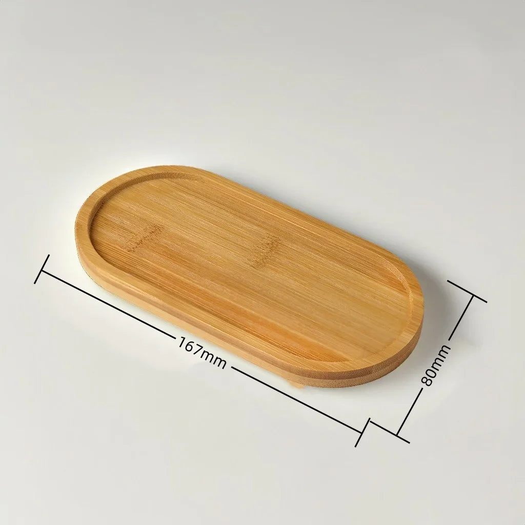 Multi Bamboo Tray Wood Saucer Flower Pot Tray Cup Pad Coaster Plate Kitchen Decorative Plate Creative Coaster Coffee Cup Mat Quick Pick Grocers