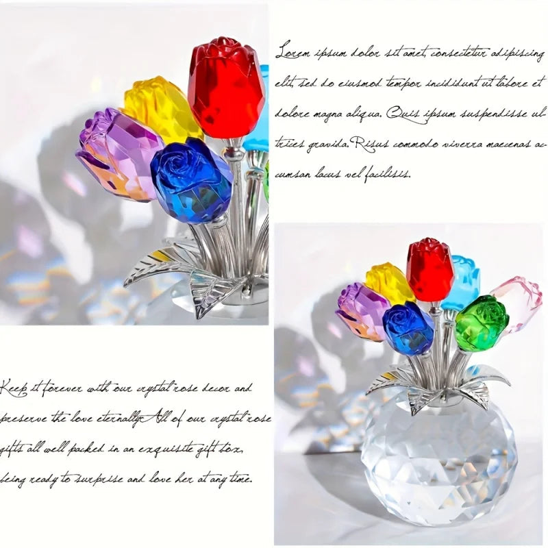Colourful Rose Bouquet - For Anniversary, Mother's Day, Valentine's Day Crystal Rose Bouquet - Eternal Rose Decorative Gift Quick Pick Grocers