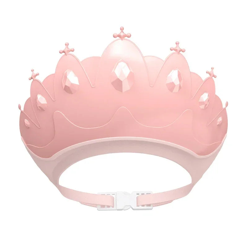 Adjustable Size Children Shampoo Cap Crown Baby Shower Cap Cartoon Bath Visor Infant Hair Shield Ear Protection Waterproof Purest Peak