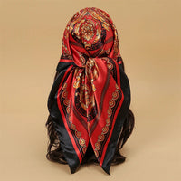 Handkerchiefs Hair Silk Scarf 90*90cm Print Satin Big Square Silk Scarves Shawls for Women Luxury Brand Designer Hijab Headband Quick Pick Grocers
