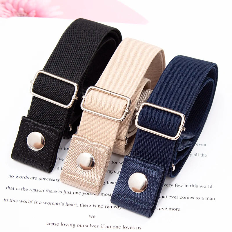 Elastic Belt Without Buckle Canvas Women Buckle Free Belt Ladies Jeans Pants Waist Lazy Belt Stretch No Buckle Invisible Belt Quick Pick Grocers
