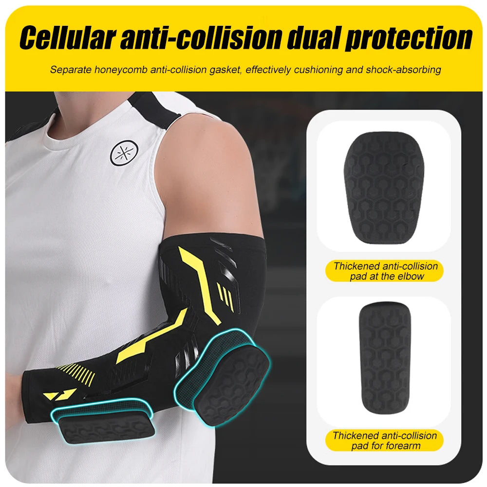1 Pcs Sports Padded Arm Sleeves Protective Compression Elbow Pad Basketball Football Volleyball Soccer Gym Sport Arm Guards Home Quick Pick Grocers