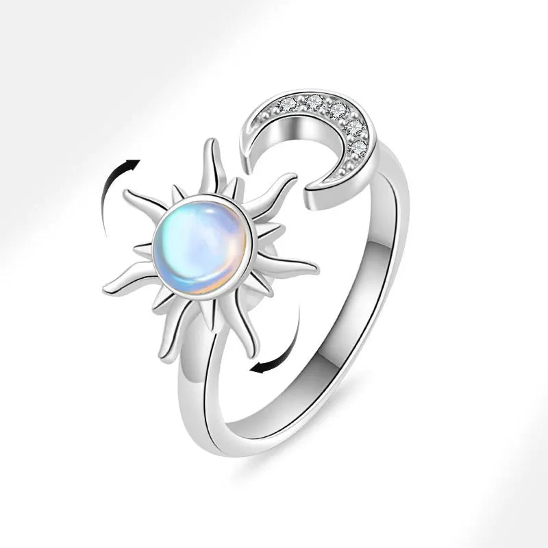 VENTFILLE 925 Sterling Silver Sunflower Diamond Zircon Rotatable Ring For Women Gift Relieve Stress Ring Jewelry Wholesale Quick Pick Grocers