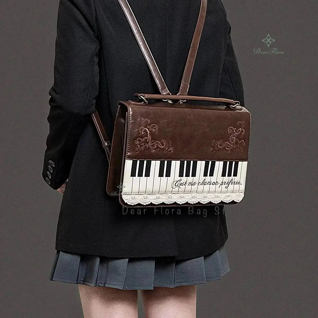 New Vintage Piano Shoulder Bag Womens Brown Crossbody Bag Y2k Girls Transparent Ita Bag Personalized Backpack Aesthetic Handbags Quick Pick Grocers