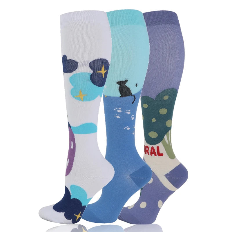 58 Styles 3 Pairs/Pack Compression Socks Knee High 30MmHg  Women Men Sports Socks Edema Diabetes Varicose Veins Running Socks Quick Pick Grocers