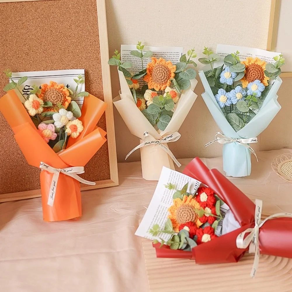 Artificial Flower Crochet Bouquet Eternal Flower Handmade Graduation Bouquet Mothers Day Birthday Gift Anniversary Quick Pick Grocers