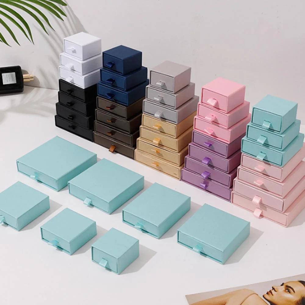 10pcs Paper Jewelry Gift Box For Ring Earrings Pendant Necklace Bracelet Stud Organizer Wedding Favors Jewellery Packaging Sack Purest Peak