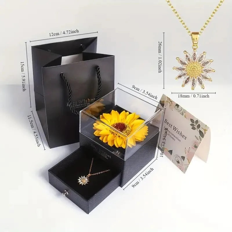 Sunflower Necklace With Gift Box For Girlfriend Women I Love You Perfect for Mother's Day, Birthdays, Valentines, Weddings Quick Pick Grocers