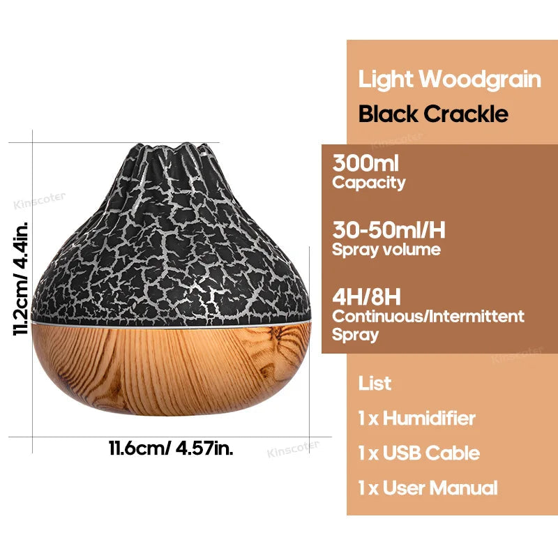 Volcano Air Humidifier 300ml Desktop USB Water Mist Diffuser Purifier Air Freshener Nebulizer with Colorful Ambient Night Light Quick Pick Grocers