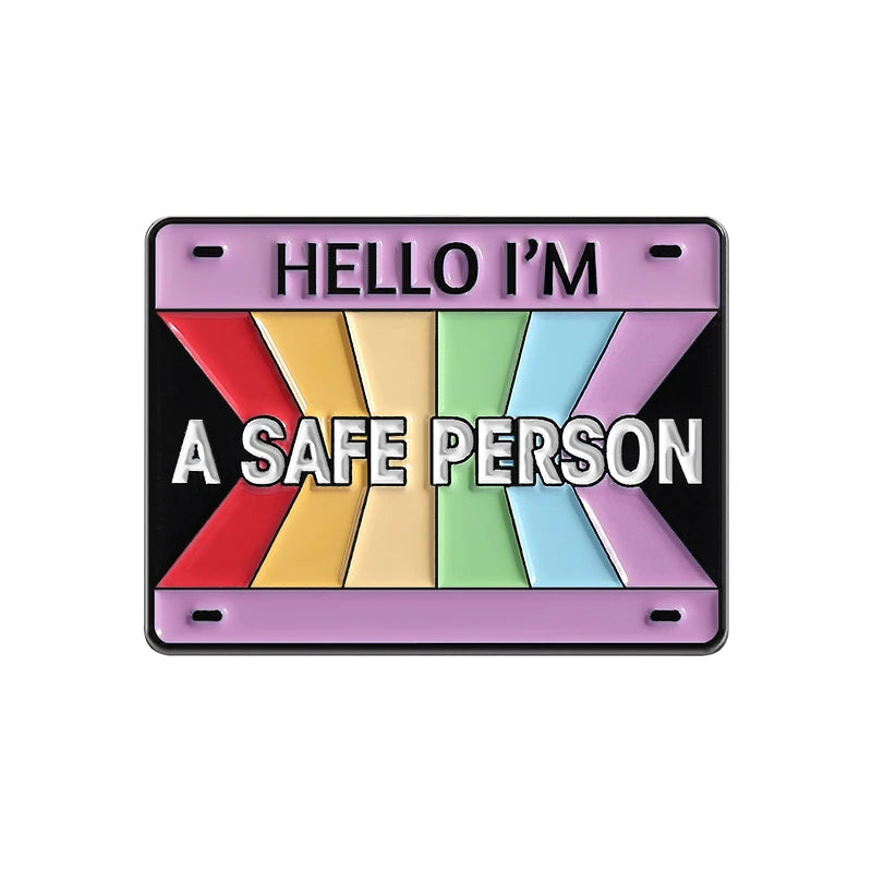 LGBTQ Pride Collect You Are Safe With Me Enamel Pins Rainbow Spaceship UFO Shield Cat Brooches Lapel Badges Jewelry Lover Gifts Quick Pick Grocers