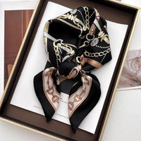 68cm Retro Chain Print Scarf Head Scarfs for Women Luxury Polyester Fiber Thin Scarf Trendy Versatile Neck Gaiter Shawl Hijab Quick Pick Grocers