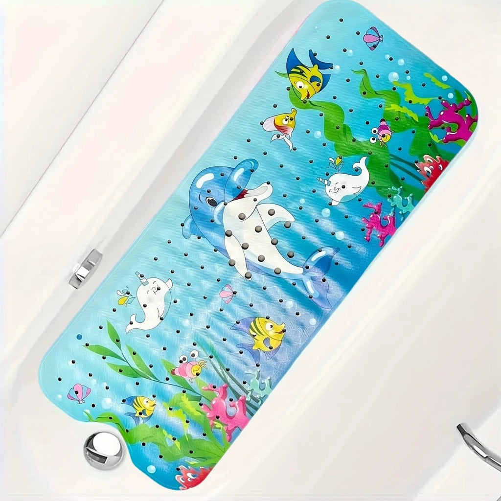 1pc Cartoon Extra Long Bathtub Mat 40x100cm Non Slip Bath Mat for Bathroom Tubs Shower Mats with Suction Cups & Drain Holes Quick Pick Grocers