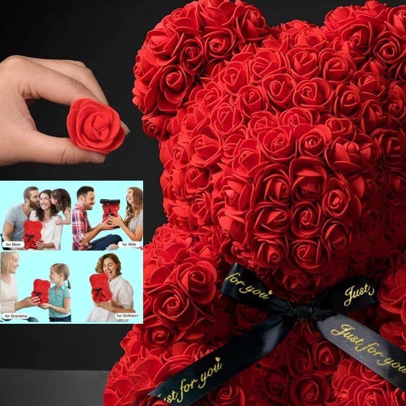 2026 Artificial Flower Eternal Rose Teddy Bear for 520 Mom Mother's Day Birthday Valentine's Day Anniversary Gifts & Decorations Quick Pick Grocers