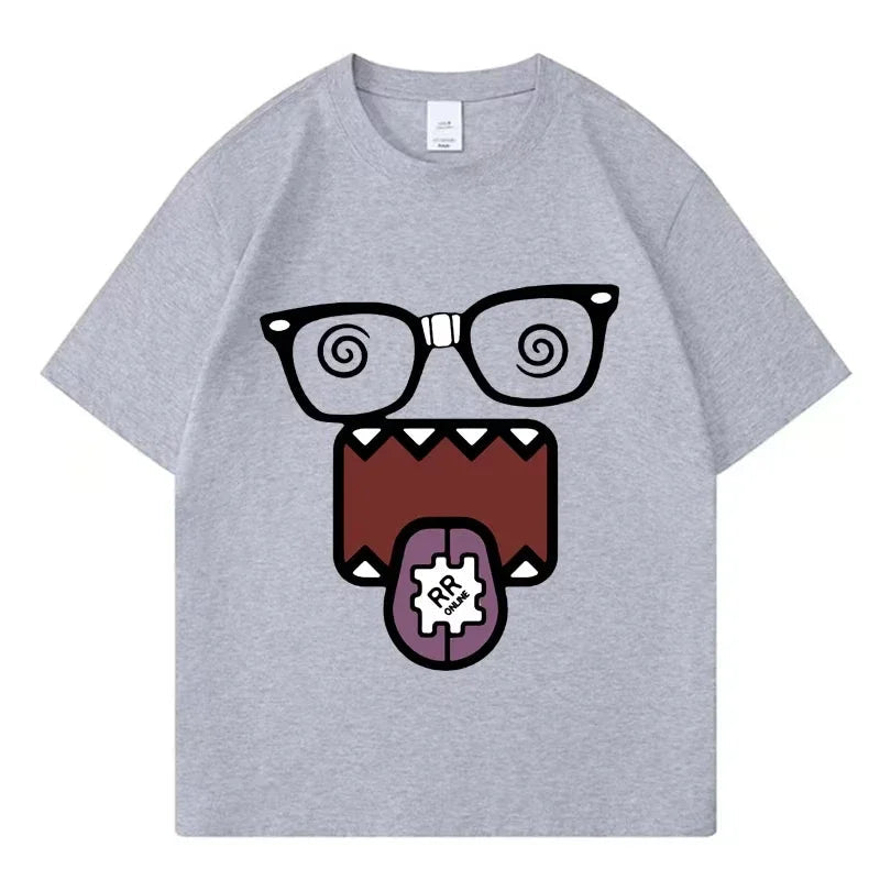 Domo Kun Funny Meme T Shirts Men's Women Clothes Classic Cotton Casual Tee Shirts Short Sleeve Summer T-shirt Tops Streetwear Quick Pick Grocers