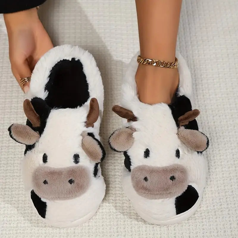 Soft Cow Slippers for Women - Cozy Animal-Themed Home Shoes Fluffy Winter Shoes for Women House Slippers Purest Peak