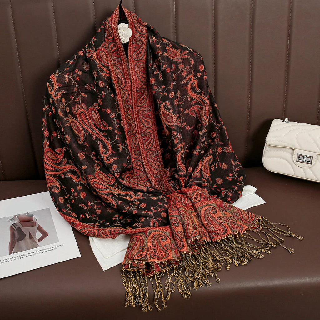 Luxury Brand Autumn Cashmere Pashmina Shawl Lady Wrap Warm Winter Scarves Design Print Female Foulard Cotton Stoles Scarf 2023 Quick Pick Grocers