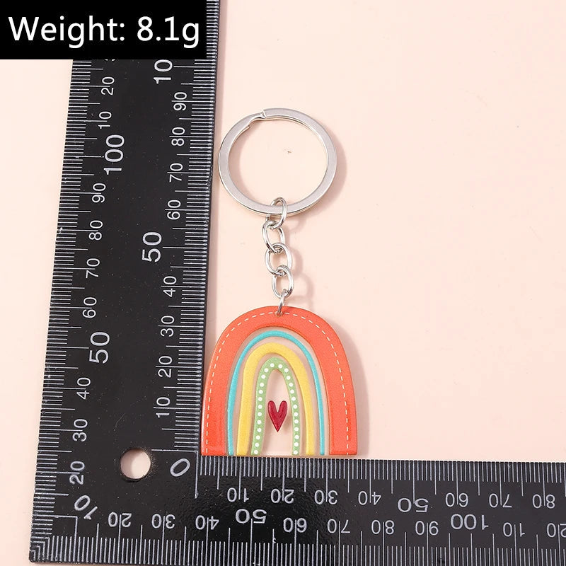 New Colorful Rainbow Keychains for Car Key Souvenir Gift for Women Men DIY Handbag Pendants Hanging Key Ring Jewelry Accessories Quick Pick Grocers