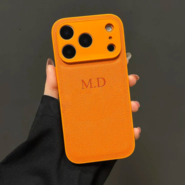 Custom Name Phone Case For iPhone 17 16 15 14 13 Pro Max Plus Air 3D Hot Stamping Faux Leather Cover Couple Gift Quick Pick Grocers