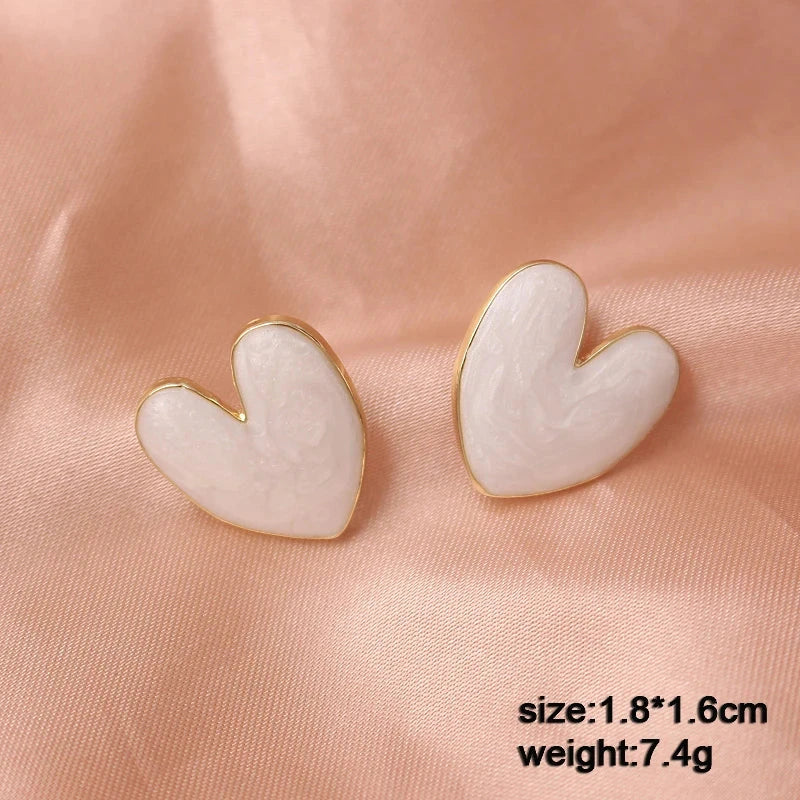 Pure White Women's Dangle Earrings Blooming Flower Acrylic Enamel Butterfly Imitation Pearl Heart Hanging Earrings Elegant brinc Econic Blanks