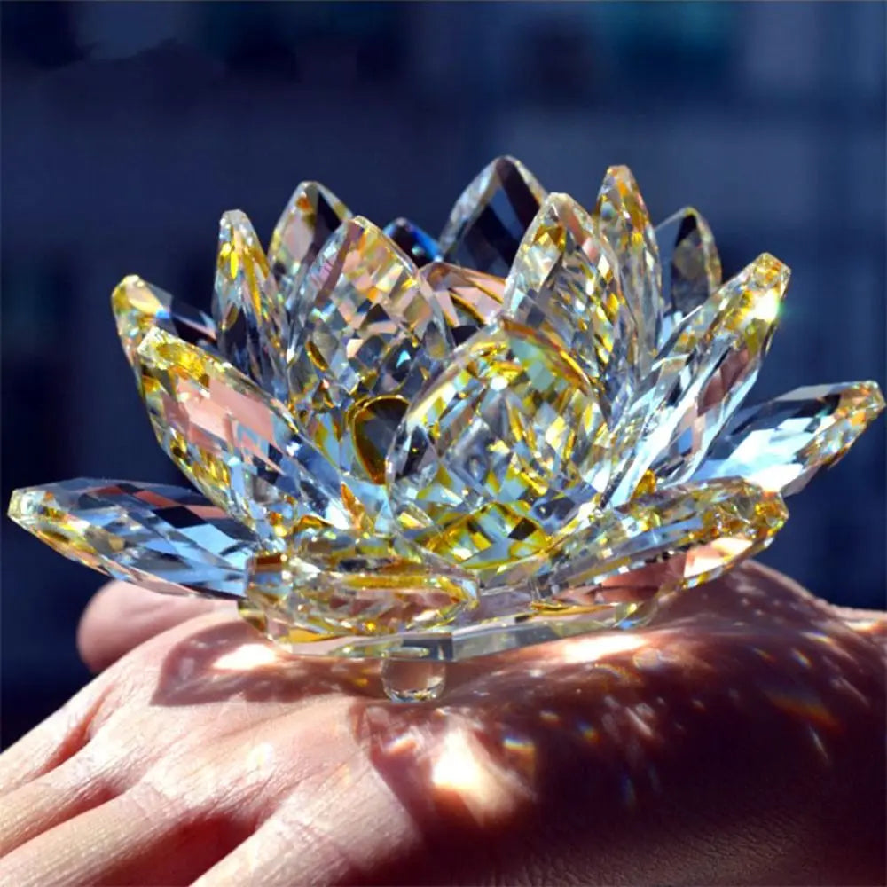 Feng shui Quartz Crystal Lotus Flower Crafts Glass Paperweight Ornaments Figurines Home Wedding Party Decor Gifts Souvenir Quick Pick Grocers