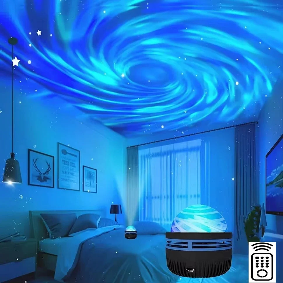 LED Ocean Wave Starry Sky Projector Lamp 1pc 7 Colors Remote Control USB Powered for Kids Room Bedroom Party Ambient Light Quick Pick Grocers