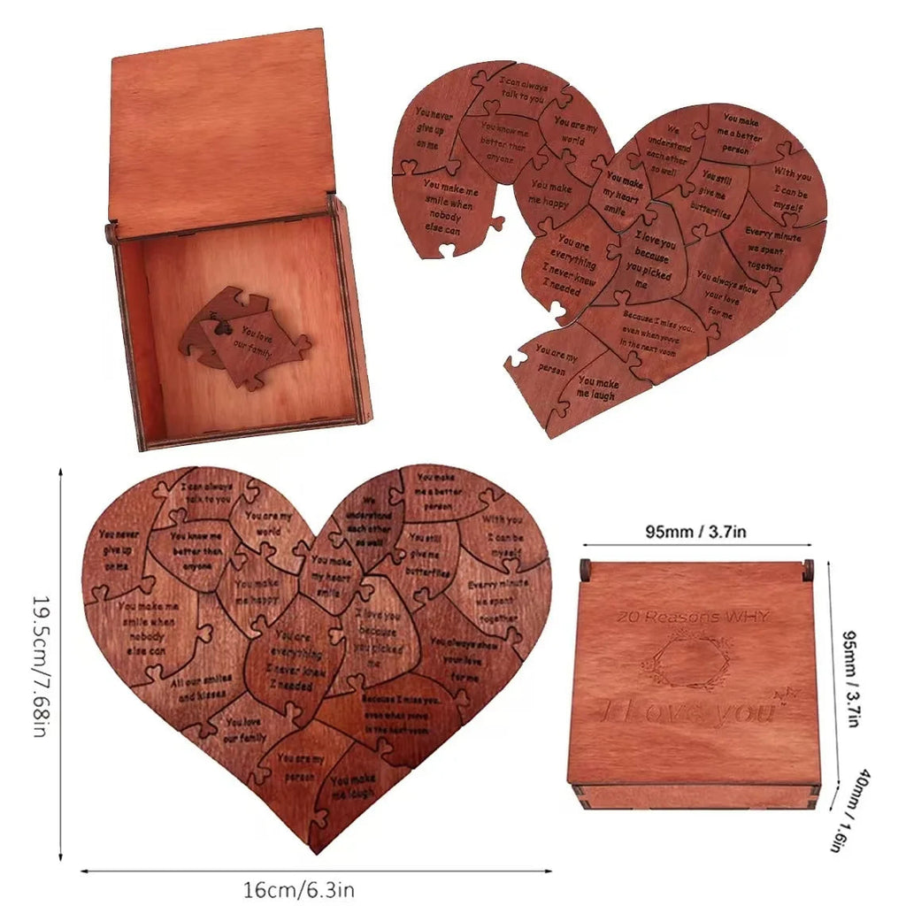 20 Reasons Why I Love You Puzzle Engraved Love Gift Home Decor Sentimental Gifts Personalized Mother's Day Valentine Day Gift Quick Pick Grocers