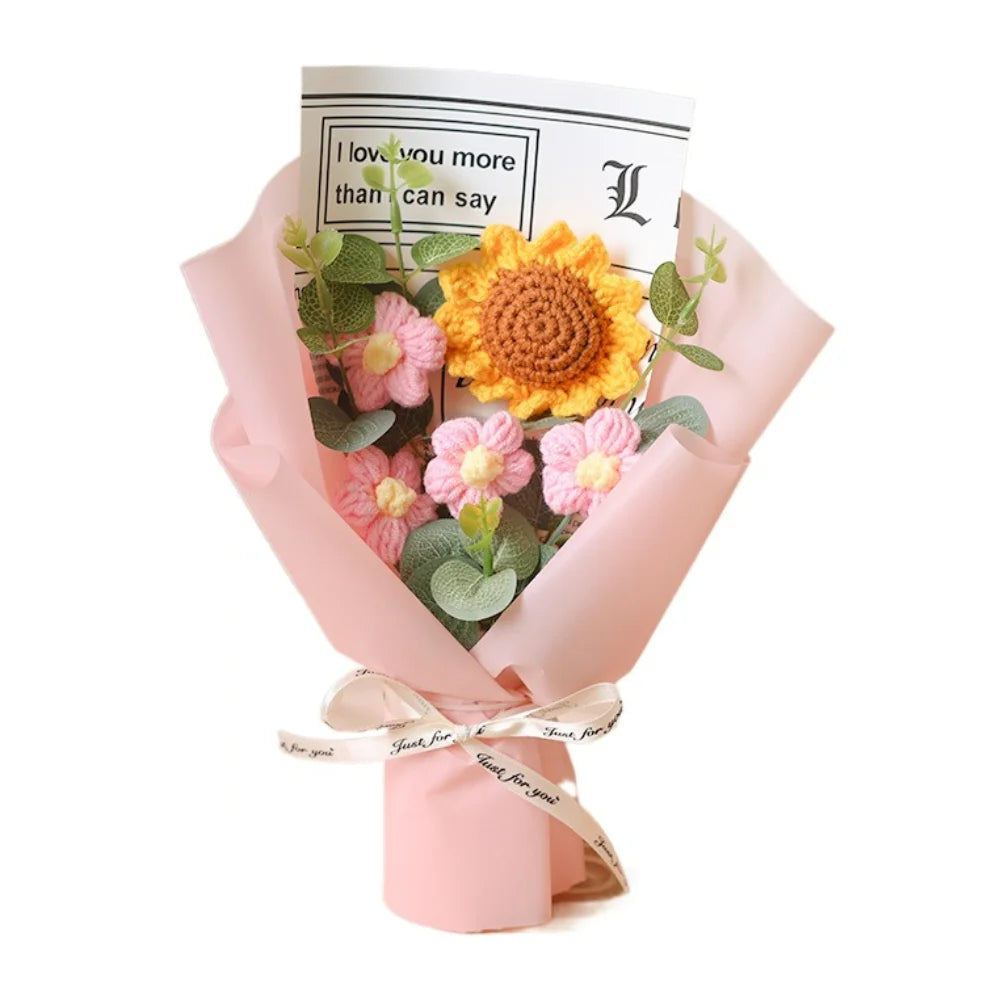 Artificial Flower Crochet Bouquet Handmade Anniversary Sunflower Daisy Bouquet Mothers Day Birthday Gift Eternal Flower Quick Pick Grocers