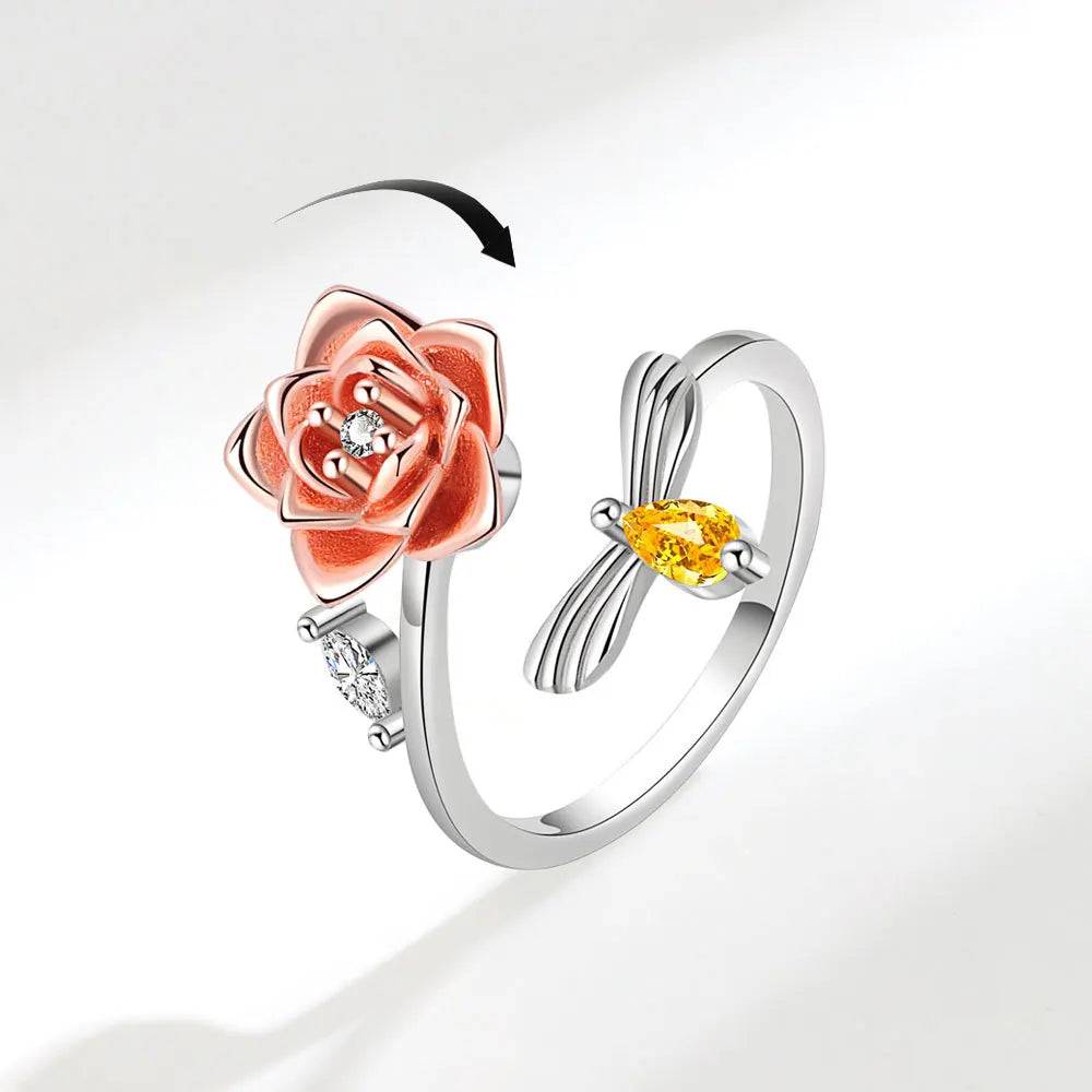 VENTFILLE 925 Sterling Silver Sunflower Diamond Zircon Rotatable Ring For Women Gift Relieve Stress Ring Jewelry Wholesale Quick Pick Grocers