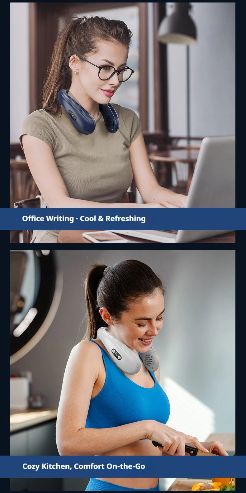 New Neck Air Conditioner Portable Neck Fan Rechargeable Semiconductor Cooling Bladeless Fan Outdoor Personal Fan Wearable Cooler Quick Pick Grocers